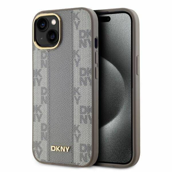 Original Case IPHONE 14 DKNY Hardcase Leather Checkered Mono Pattern MagSafe (DKHMP14SPCPVSLE) beige 3666339259938