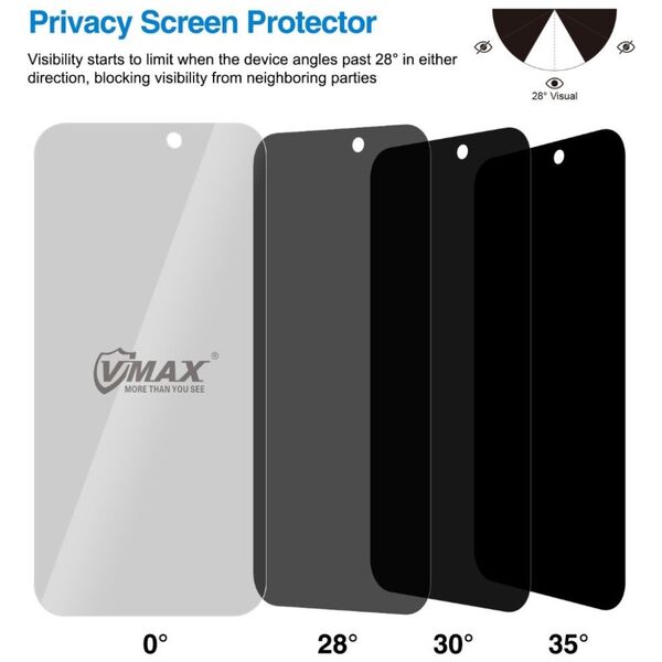 Vmax tempered glass 0.33mm 2,5D high clear privacy glass for iPhone 16 Plus 6,7&quot; 6976757303968