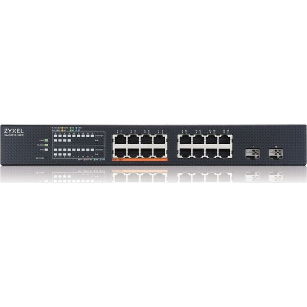 Switch ZyXEL Switch XMG1915-18EP, 16-port 2.5GbE, 2 SFP+, 8 x PoE++ 180W Smart Switch, hybird mode, standalone or NebulaFlex Cloud