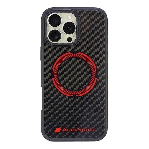 Audi Audi Carbon Fiber Sport Red Circle MagSafe iPhone 16 Pro Max 6.9" czarny/black hardcase AUS-TPUPCMIP16PM-RSQ/D5-BK