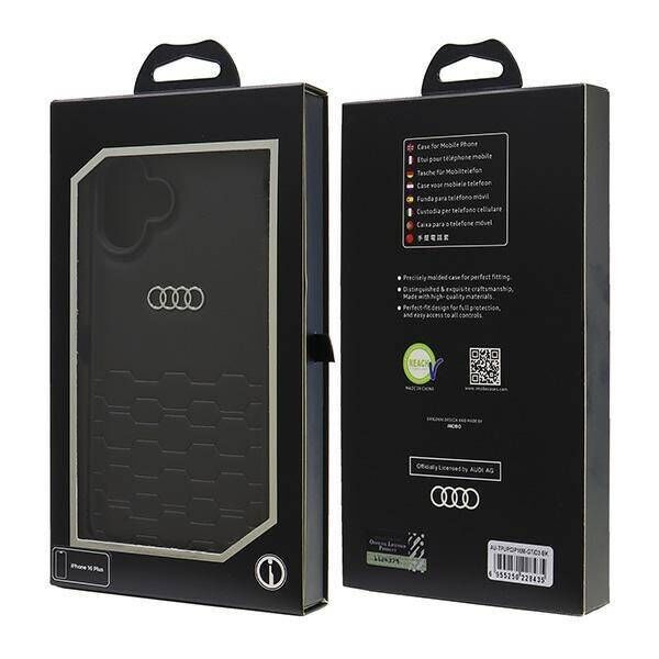 Original Case IPHONE 16 PLUS Audi Synthetic Leather (AU-TPUPCIP16M-GT/D2-BK) black 6955250228435