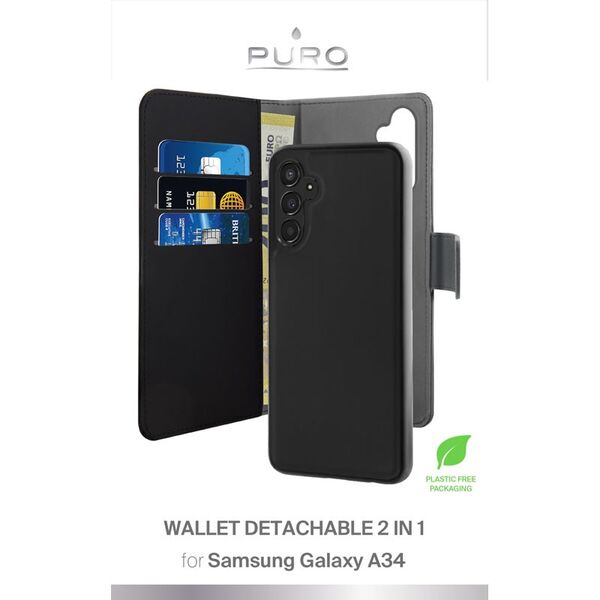 PURO Wallet Detachable 2-in-1 Case Samsung Galaxy A34 5G (black) PUR651 8018417441912