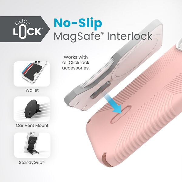 Speck Presidio2 Grip ClickLock & MagSafe Apple iPhone 15 (Dahlia Pink/Rose Copper) SPK560 840168532810