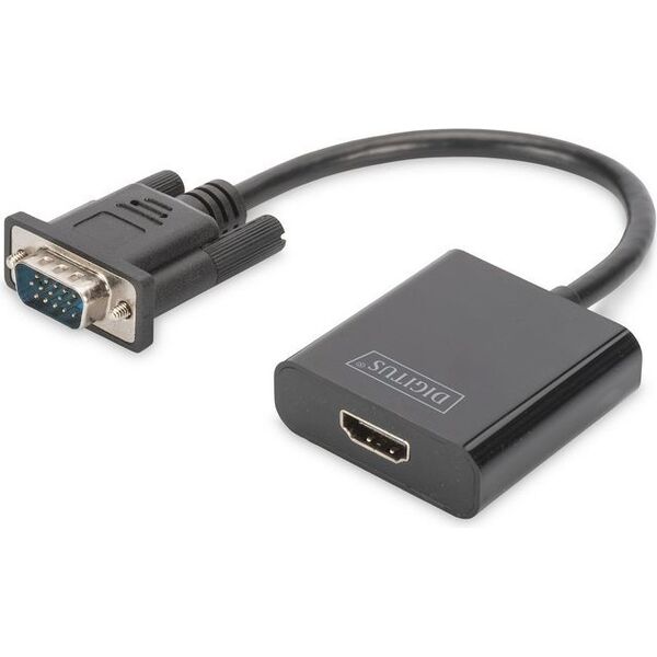 Adapter AV Digitus HDMI - D-Sub (VGA) + Jack 3.5mm czarny (DA-70473)