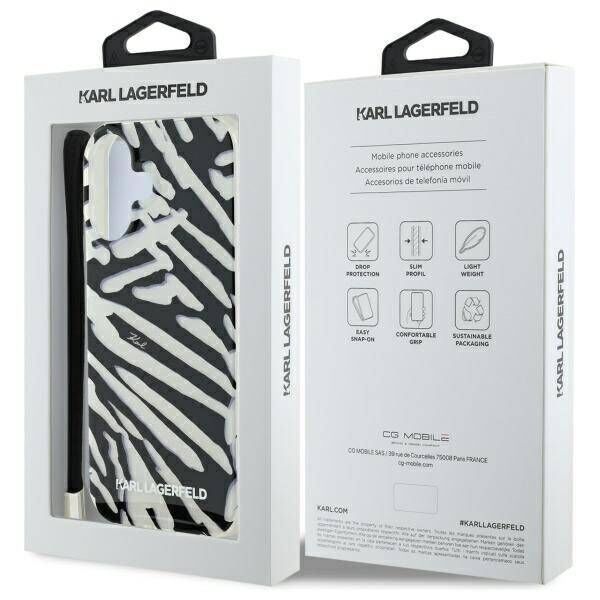 Karl Lagerfeld case for iPhone 16 6,1&quot; KLHCP16SHZBPKCCK black Hard IML Zebra Pattern & Cord 3666339320287