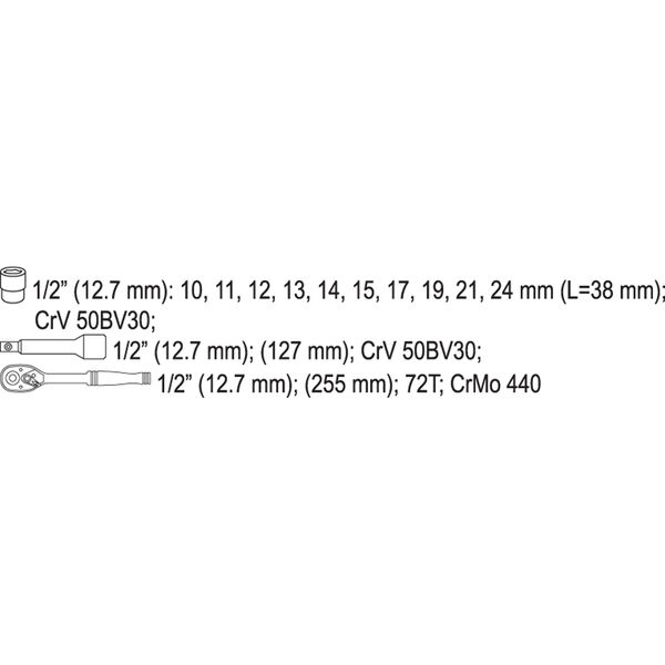 YATO ΣΕΤ ΚΑΣΤΑΝΙΑΣ ΥΑΤΟ 1/2" 12ΤΜΧ. YT-38821 20038821 ΤΕΜΑΧΙΟ εως 12 άτοκες δόσεις