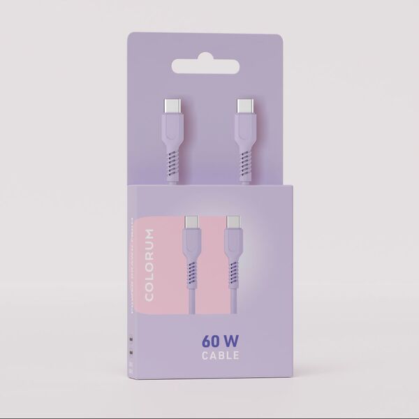 COLORUM cable USB-C - USB-C 1,8m 3A CK60-CC-09 xLavenda 5907457729834