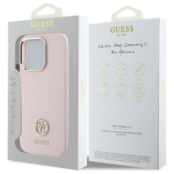 Original Case IPHONE 16 PRO Guess Hardcase Silicone Logo Strass 4G (GUHCP16LM4DGPP) light pink 3666339328900