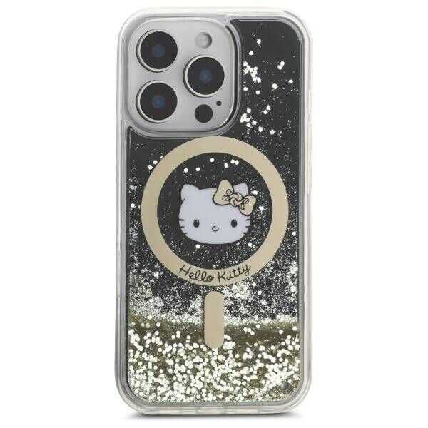 Original Case IPHONE 16 PRO Hello Kitty Hardcase Liquid Glitter Fever MagSafe (HKHMP16LLGDIK) black-gold 3666339337483