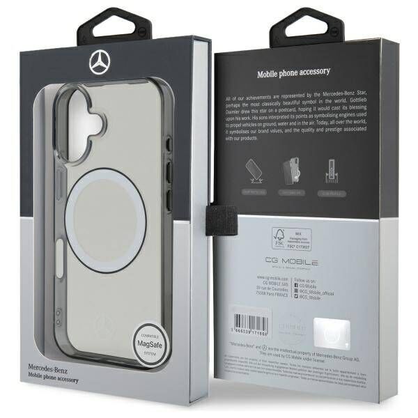 Original Case IPHONE 16 Mercedes Hardcase Printed Logo MagSafe (MEHMP16S23HUOKC) transparent 3666339326043