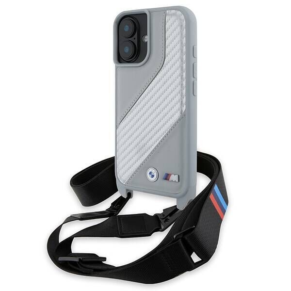 Original Case IPHONE 16 BMW Hardcase M Edition Carbon Stripe & Strap (BMHCP16S23PSCCG) gray 3666339324322