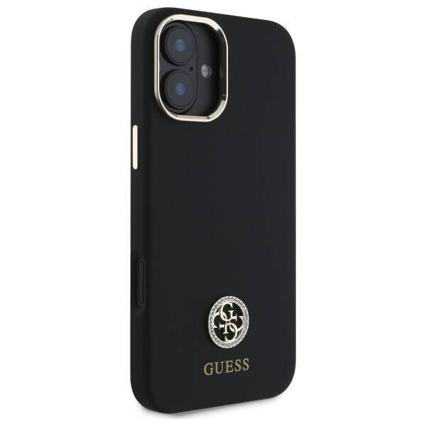 Original Case IPHONE 16 Guess Hardcase Silicone Logo Strass 4G (GUHCP16SM4DGPK) black 3666339328764