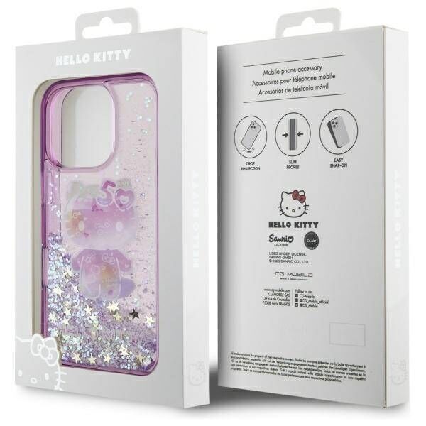 Original Case IPHONE 16 PRO Hello Kitty Hardcase Liquid Glitter 50TH Anniversary Party (HKHCP16LL50PPU) purple 3666339337407