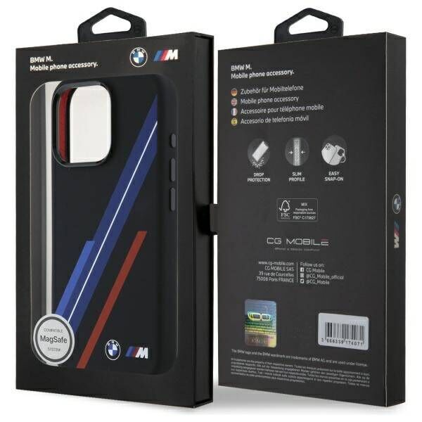 Original Case IPHONE 16 PRO MAX BMW Hardcase Silicone Random Lines MagSafe (BMHMP16X23SSPK) black 3666339324919