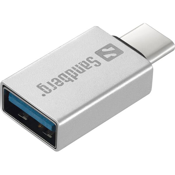 Adapter USB Sandberg 136-24 USB-C - USB Srebrny  (136-24)