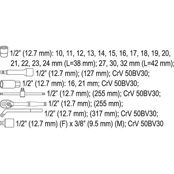 YATO ΚΑΡΥΔΑΚΙΑ  ΣΕΤ ΚΑΣΤ CrV 1/2” - 25 ΤΜΧ YT-38741 20038741 ΤΕΜΑΧΙΟ εως 12 άτοκες δόσεις