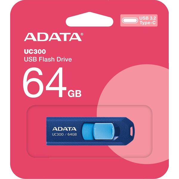 Pendrive ADATA ADATA Flash Disk 64GB UC300, USB-C 3.2, modrá