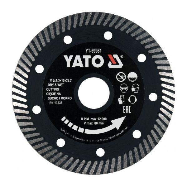 YATO ΔΙΑΜΑΝΤΟΔΙΣΚΟΣ DRY & WET ΓΙΑ ΔΟΜΙΚΑ - 125.0MM-ΔΙΑΜΕΤΡΟΣ 20059982 ΤΕΜΑΧΙΟ εως 12 άτοκες δόσεις