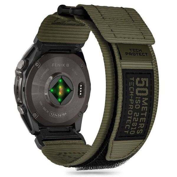 Strap for GARMIN FENIX 5 / 6 / 6 PRO / 7 / 8 / E (47MM) Tech-Protect Scout Pro Military Green 5906302377046