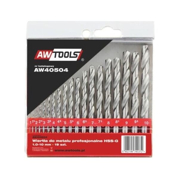 Wiertło AWTools HSS walcowe 1,5 2 7 4,5 4 5,5 5 1 3 2,5 3,5 6 10 6,5 7,5 8 8,5 9 9,5mm zestaw (AW41203) 3427248 5902198745372