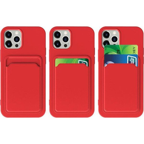 Hurtel Card Case silikonowe etui portfel z kieszonką na kartę dokumenty do Samsung Galaxy A42 5G granatowy 9599202 9145576228852