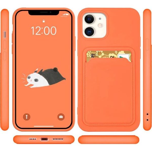 Hurtel Card Case silikonowe etui portfel z kieszonką na kartę dokumenty do Samsung Galaxy S21 Ultra 5G czerwony 9599240 9145576229163