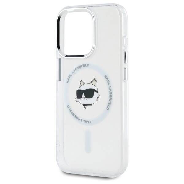 Original Case IPHONE 15 PRO Karl Lagerfeld Hardcase IML Metal Choupette Head MagSafe (KLHMP15LHLSCHH) white 3666339284206