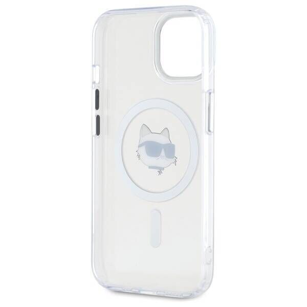 Original Case IPHONE 15 PLUS Karl Lagerfeld Hardcase IML Metal Choupette Head MagSafe (KLHMP15MHLSCHH) white 3666339284190