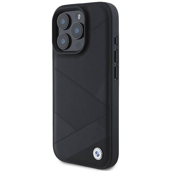 Original Case IPHONE 16 PRO BMW Hardcase Signature Leather Crossing Lines Pattern (BMHCP16L23RCGPK) black 3666339323547