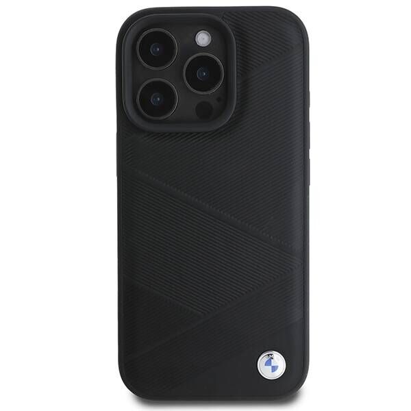 Original Case IPHONE 16 PRO BMW Hardcase Signature Leather Crossing Lines Pattern (BMHCP16L23RCGPK) black 3666339323547