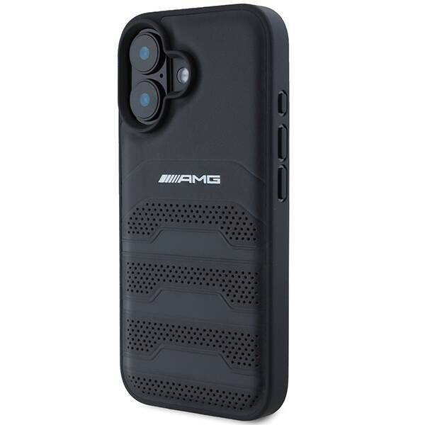 Original Case IPHONE 16 Mercedes AMG Hardcase Leather Debossed Lines Black Logo (AMHCP16SGSEBK) black 3666339345686