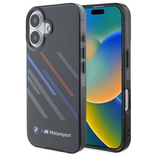 Original Case IPHONE 16 BMW Hardcase Motosport IML Random Stripes (BMHCP16S23HTRAK) black 3666339325329