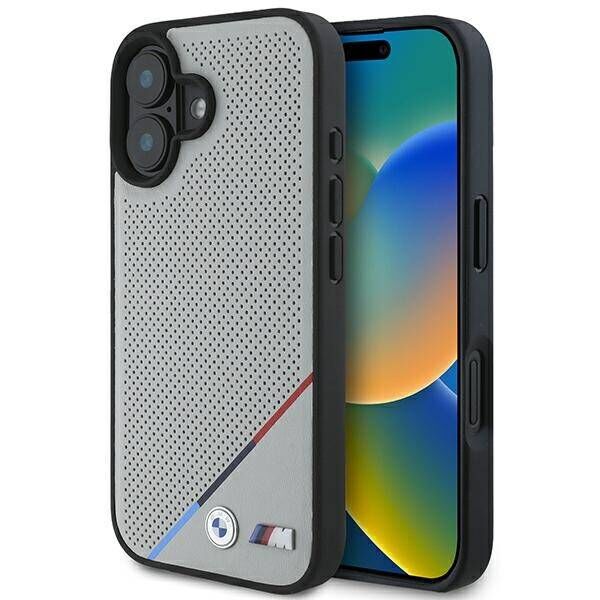 Original Case IPHONE 16 BMW Hardcase M Carbon Tricolor Line MagSafe (BMHMP16S23PUPDG) gray 3666339323882