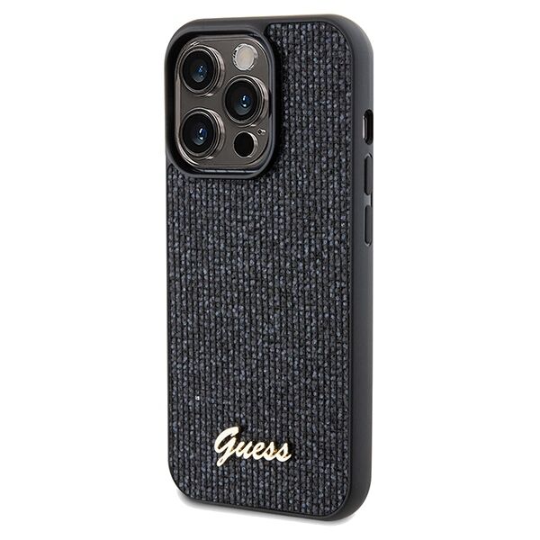 Guess case for iPhone 14 Pro 6,1&quot; GUHCP14LPMSDGSK HC PU DISCO SCRIPT METAL BLACK 3666339173418