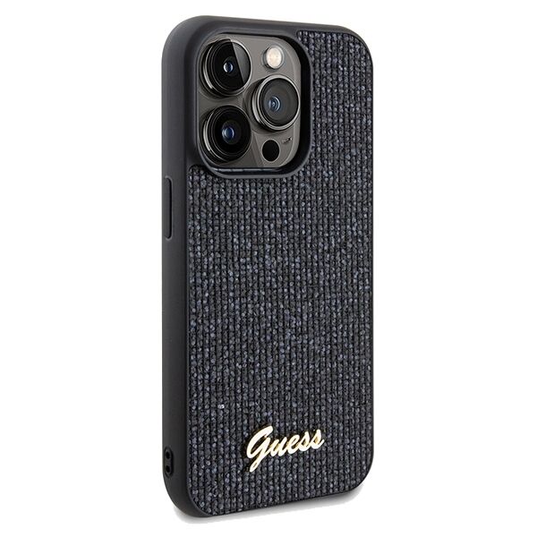 Guess case for iPhone 14 Pro 6,1&quot; GUHCP14LPMSDGSK HC PU DISCO SCRIPT METAL BLACK 3666339173418