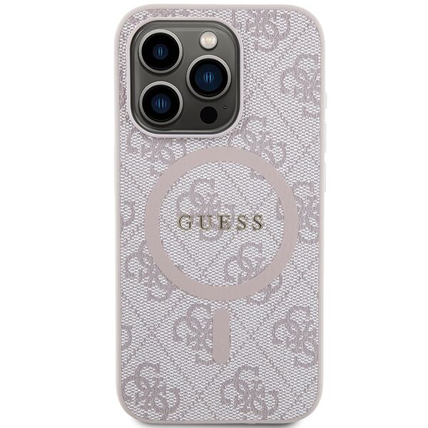 Guess case for iPhone 14 Pro 6,1&quot; GUHMP14LG4GFRP pink HC MAGSAFE PU 4G RING CLASSIC LOGO 3666339226725