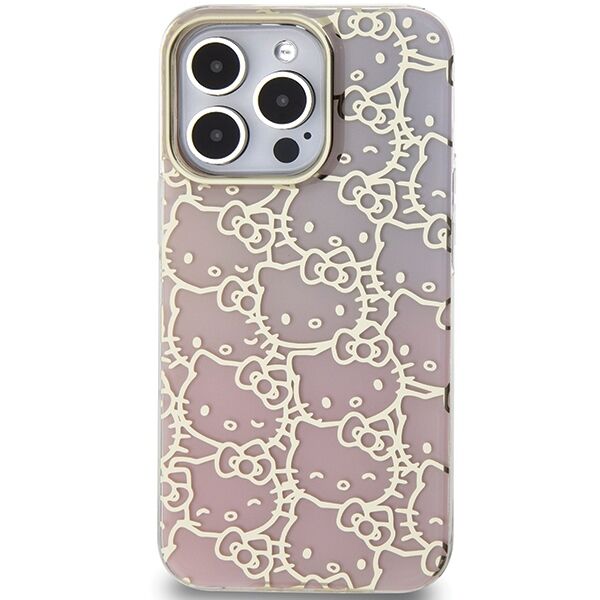 Hello Kitty case for iPhone 15 Pro 6,1&quot; pink hardcase IML Gradient Electrop Crowded Kitty Head 3666339185961