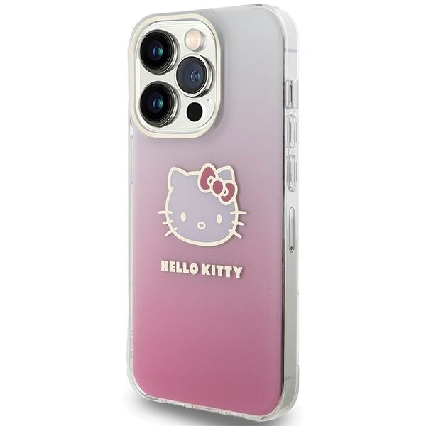 Hello Kitty case for iPhone 15 Pro 6,1&quot; pink hardcase IML Gradient Electrop Kitty Head 3666339185442