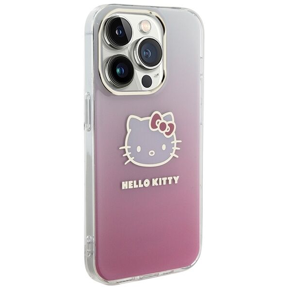 Hello Kitty case for iPhone 15 Pro 6,1&quot; pink hardcase IML Gradient Electrop Kitty Head 3666339185442