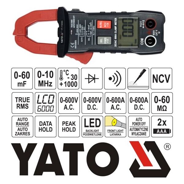 YATO ΑΜΠΕΡΟΤΣΙΜΠΙΔΑ AC/DC 600A ΥΤ-73093 20173093 εως 12 άτοκες δόσεις