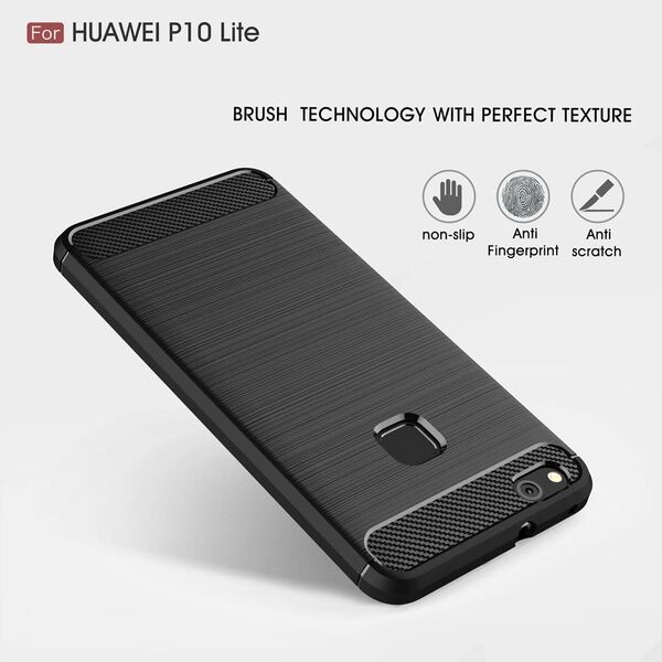 Techsuit Husa pentru Huawei P10 Lite - Techsuit Carbon Silicone - Black 5949419060593 έως 12 άτοκες Δόσεις