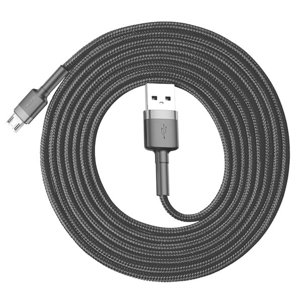 Baseus Cablu de Date USB Micro-USB 1.5A, 2m, Baseus Cafule (CAMKLF-CG1) - Gray Black 6953156280366 έως 12 άτοκες Δόσεις