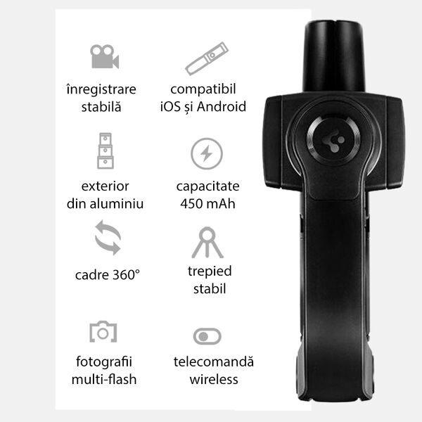 Spigen Selfie Stick Bluetooth - Spigen Tripod Mount and Gimbal Stabilizer (S610W) - Black 8809710757653 έως 12 άτοκες Δόσεις