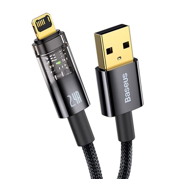 Baseus Cablu de Date USB la Lightning 2.4A, 2m - Baseus Explorer Auto Power-Off (CATS000501) - Black 6932172605773 έως 12 άτοκες Δόσεις