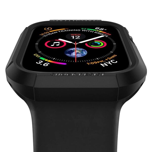 Spigen Husa pentru Apple Watch 4 / 5 / 6 / 7 / 8 / SE (44mm / 45mm) - Spigen Rugged Armor - Black 8809613760354 έως 12 άτοκες Δόσεις