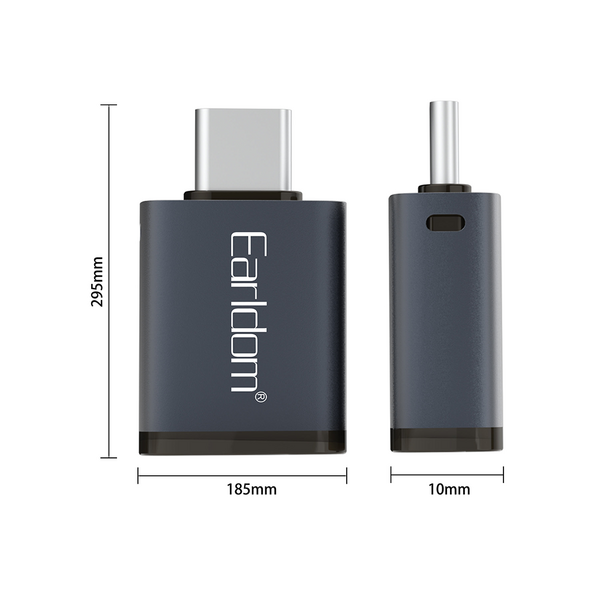 Προσαρμογέας Earldom ET-OT60, USB F σε Type-C, OTG, Γκρί - 40212