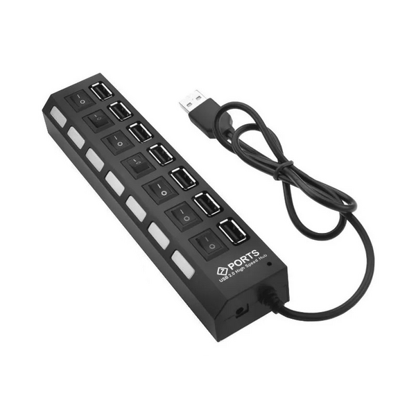 USB hub No Brand, USB 2.0, 7 θύρες, μαύρο - 12054