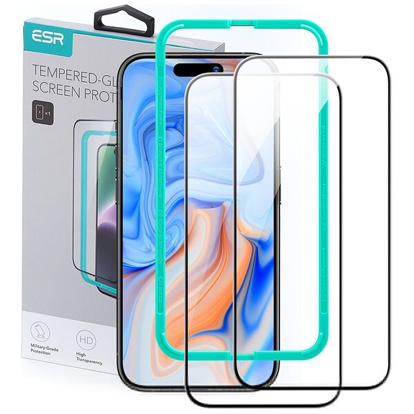 ESR Folie pentru iPhone 15 (set 2) - ESR Tempered Glass - Black 4894240174203 έως 12 άτοκες Δόσεις