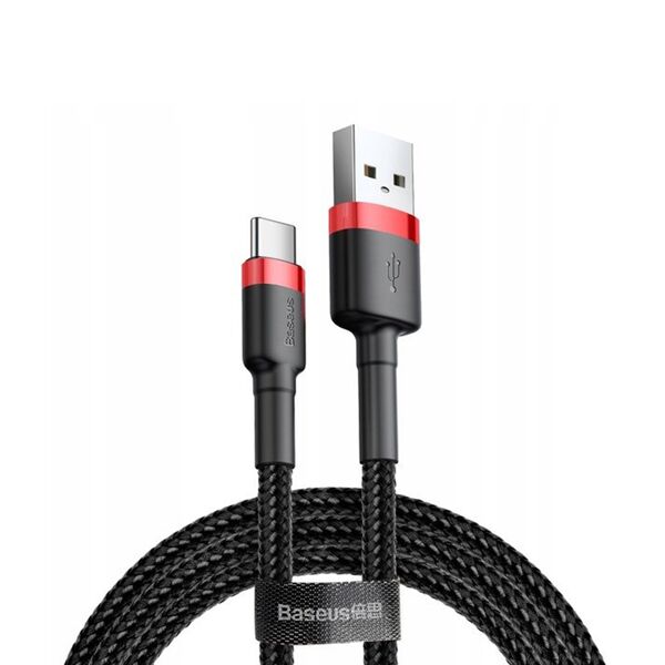 Baseus Cablu USB la Type-C, 2A, 2m - Baseus Cafule (CATKLF-F91) - Red / Black 6953156278332 έως 12 άτοκες Δόσεις