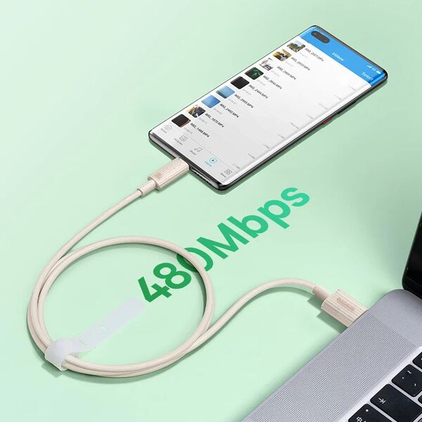 Baseus Cablu USB to Type-C, Fast Charging, 100W, 480Mbps, 2m - Baseus Habitat Series (P10360203631-01) - Natural Green 6932172642990 έως 12 άτοκες Δόσεις